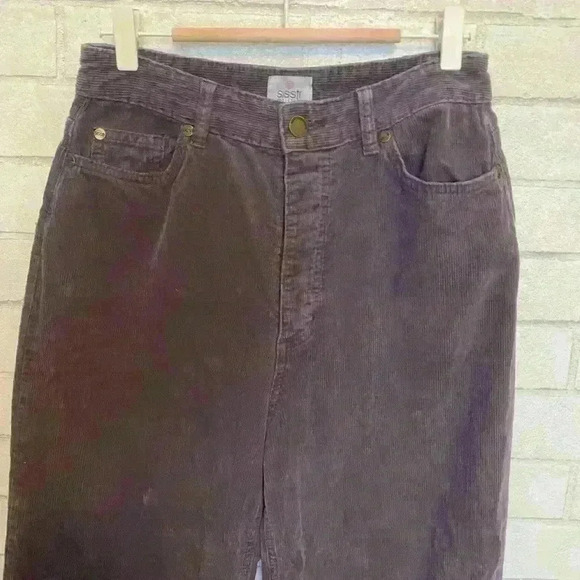 Sisstrevolution Violet corduroy wide leg button up pant size 27/6 - Picture 2 of 7